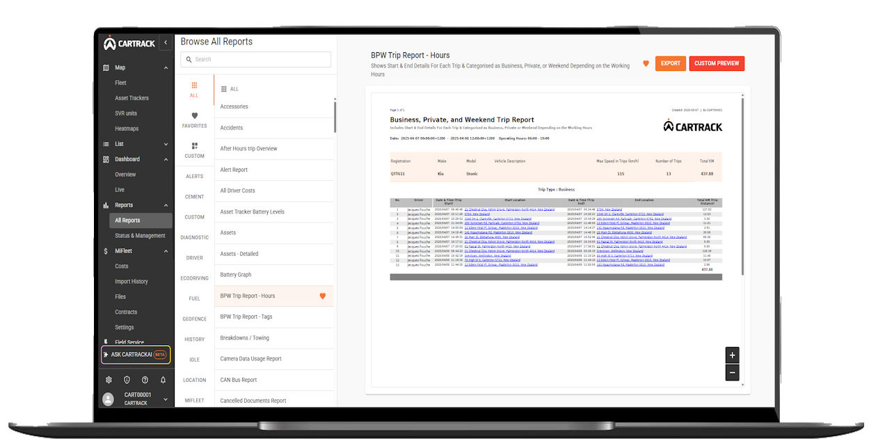 FleetWeb Advanced Reports